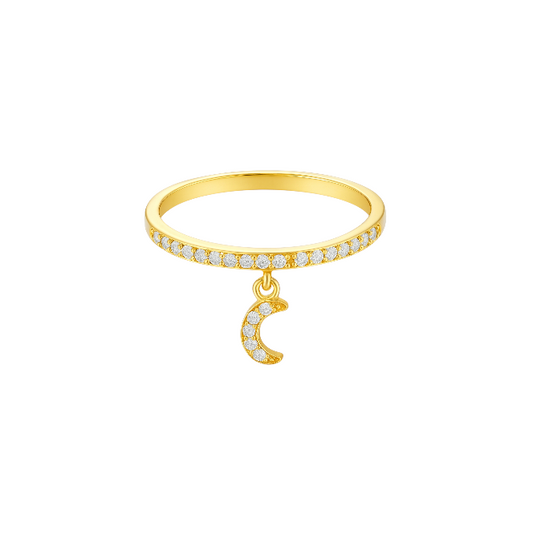 Pavé Dangling Moon Ring