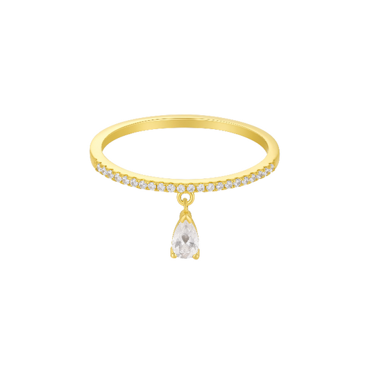 Pavé Dangling Teardrop Ring