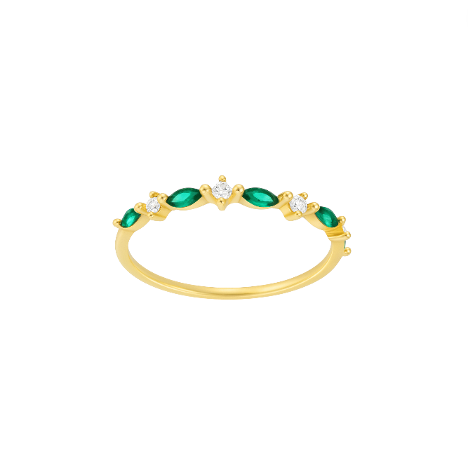 Emerald Marquise Circles Ring