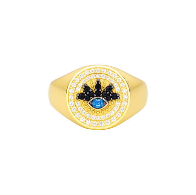 Pavé Evil Eye Signet Ring