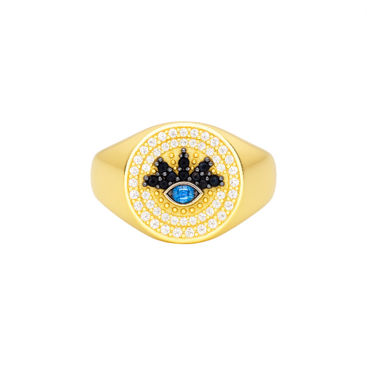 Pavé Evil Eye Signet Ring