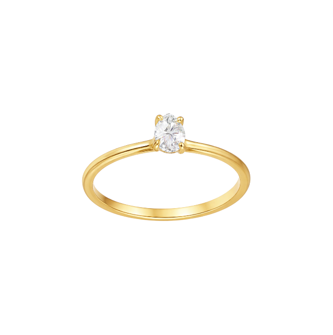 Crystal Pear Solitaire Ring