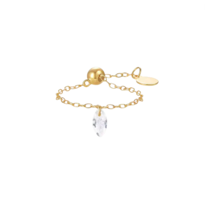 Dangling Crystal Marquise Chain Ring