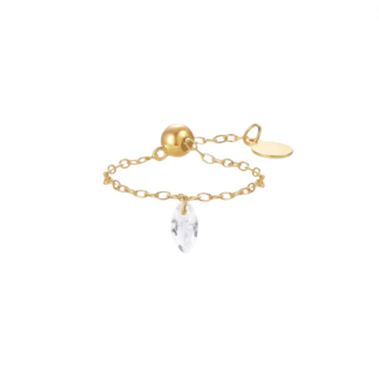 Dangling Crystal Marquise Chain Ring