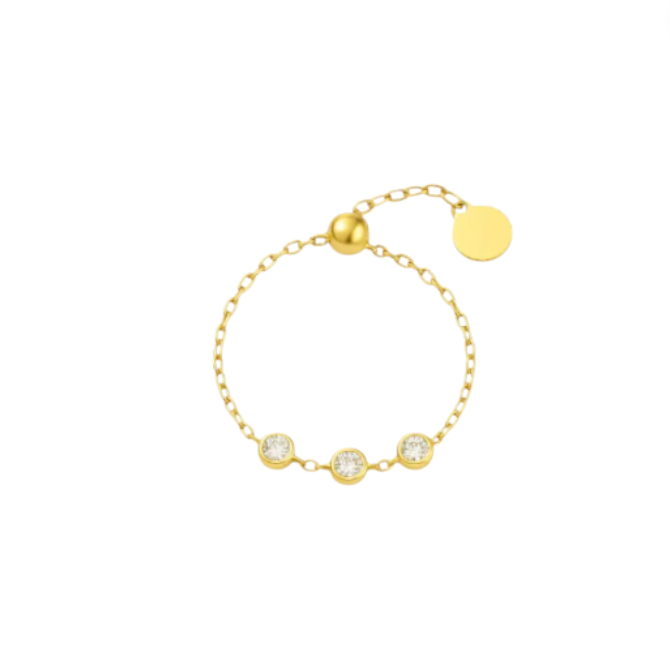 Triple Circle Stones Chain Ring