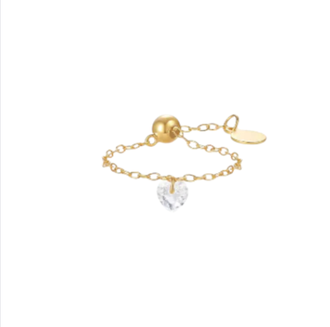 Dangling Crystal Heart Ring