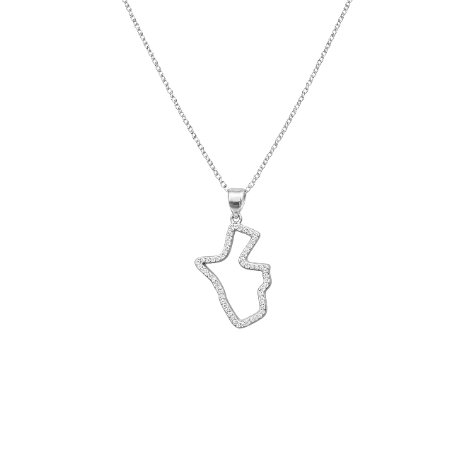3.5cm Pave Hollow Jordan Map Necklace