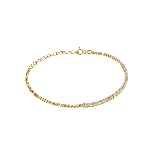 Half Tennis Half Curb Chain Bracelet