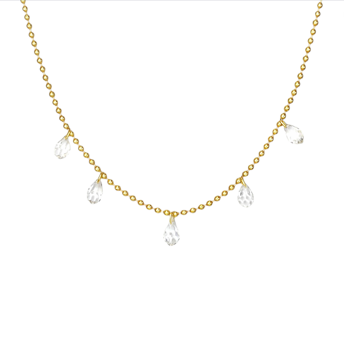 Dangling Crystal Drops Beaded Necklace