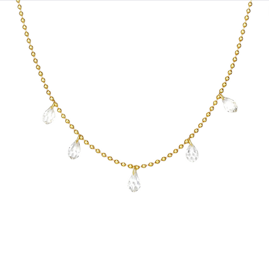 Dangling Crystal Drops Beaded Necklace