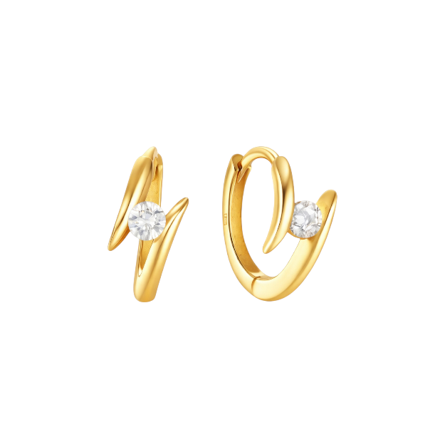 Solitaire Huggie Hoops