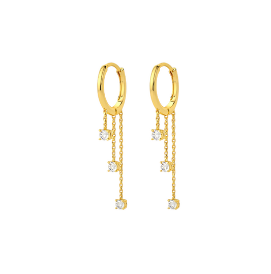 Trio Chained Circles Tassel Hoops