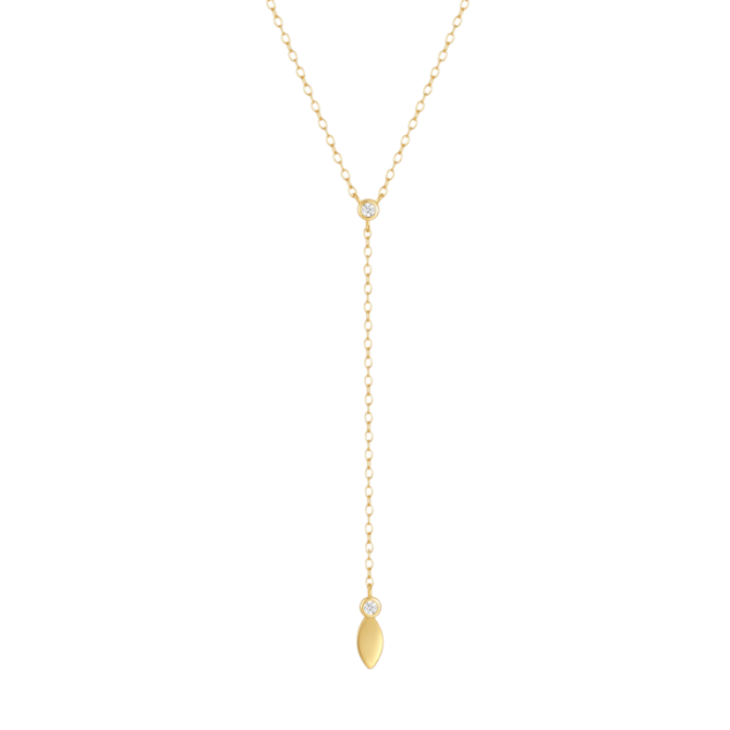 Circle Stone Marquise Lariat Necklace