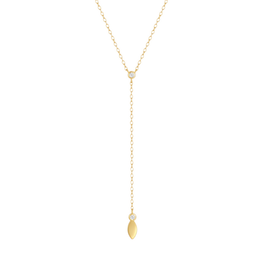 Circle Stone Marquise Lariat Necklace