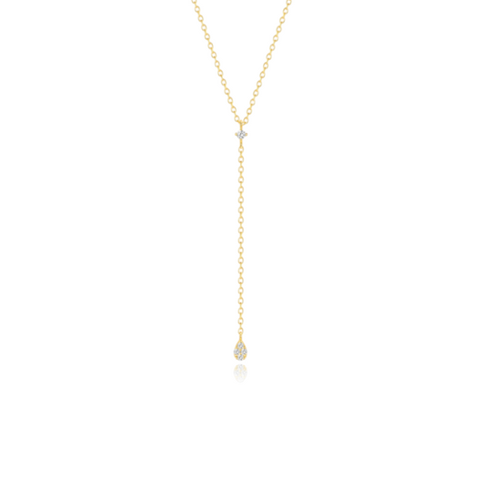 Pavé Teardrop Lariat Necklace