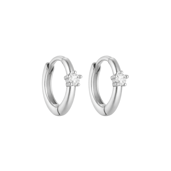 Circle Stone Huggie Hoops