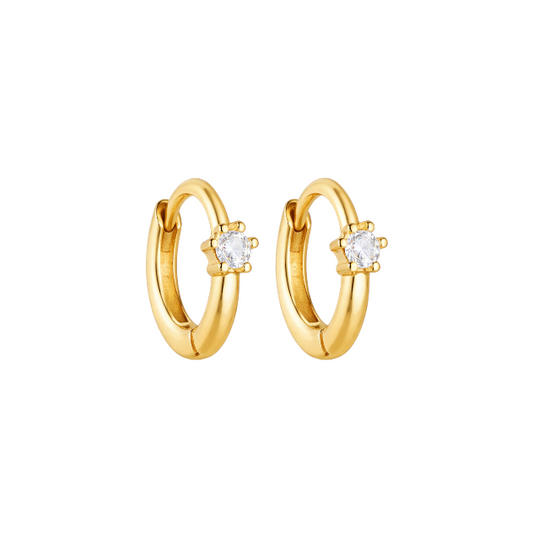 Circle Stone Huggie Hoops