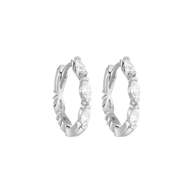 Double Sided Triple Marquise Crystals Huggie Hoop