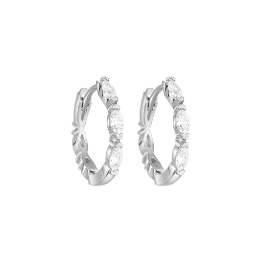 Double Sided Triple Marquise Crystals Huggie Hoop