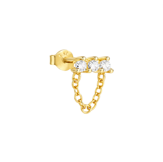 Trio Circles Tassel Chain Stud