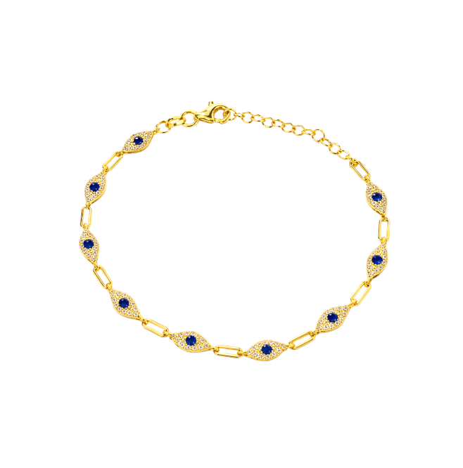 Evil Eyes Paperclip Link Bracelet