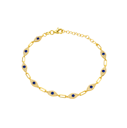 Evil Eyes Paperclip Link Bracelet
