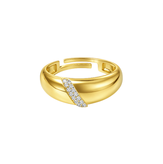 Diagonal Pavé Bombe Ring