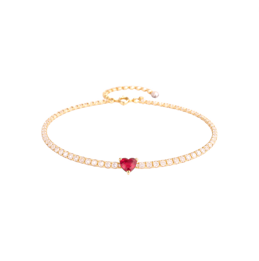 Red Heart Tennis Bracelet
