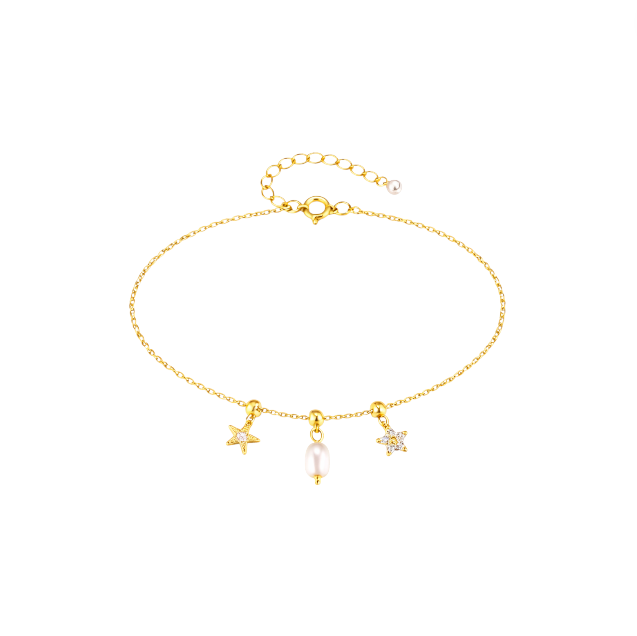 Dangling Star Pearl Flower Bracelet