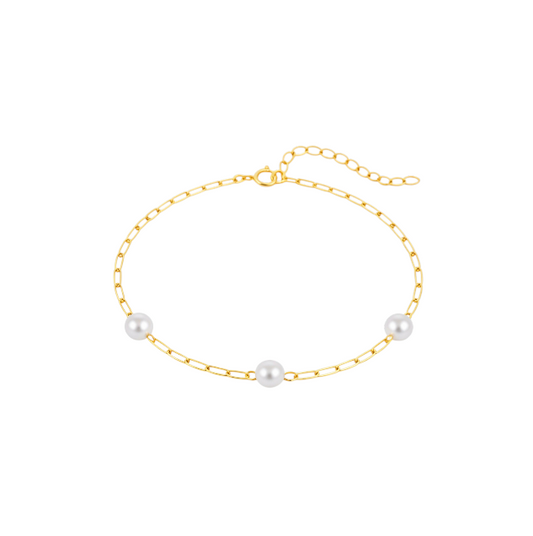 Triple Pearls Linked Bracelet