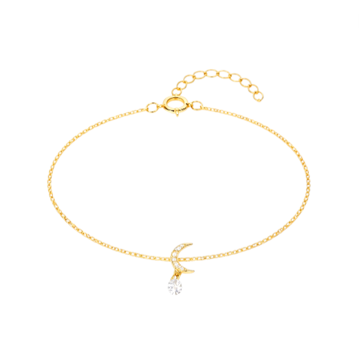 Pavé Moon Dangling Crystal Charm Bracelet