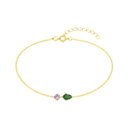 Purple Circle Green Pear Bracelet