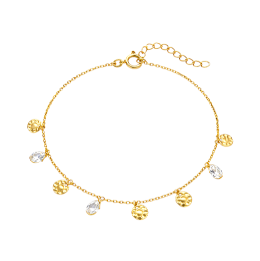 Dangling Golden Circles & Crystals Bracelet