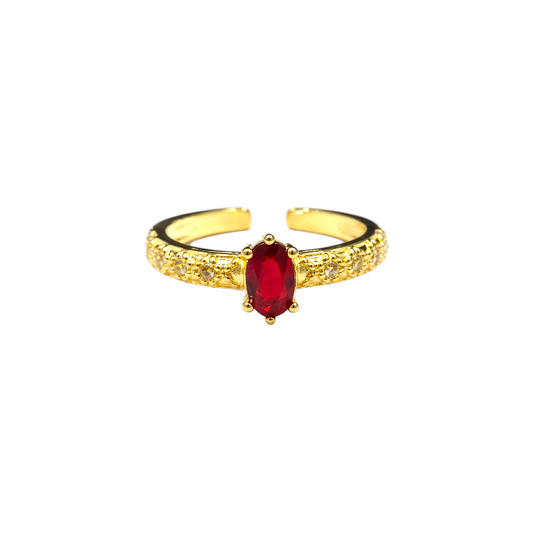 Red Oval Stone Band Ring