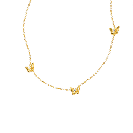 Mini Trio Golden Butterflies Necklace
