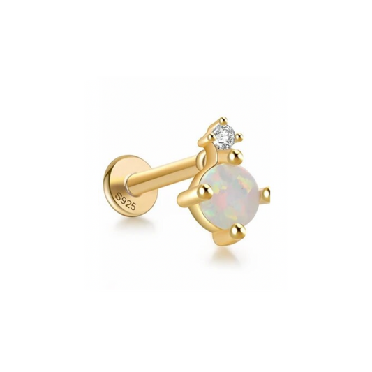 Opal Circle with Mini Stone Stud Earring