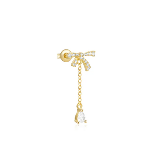 Pavé Bow Tassel Teardrop Stud