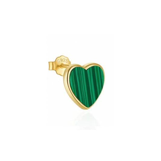 Malachite Heart Stud Earring