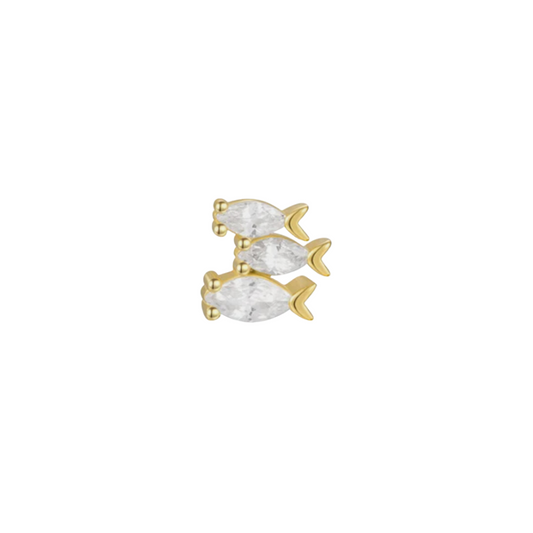 Triple Crystal Fish Stud Earring