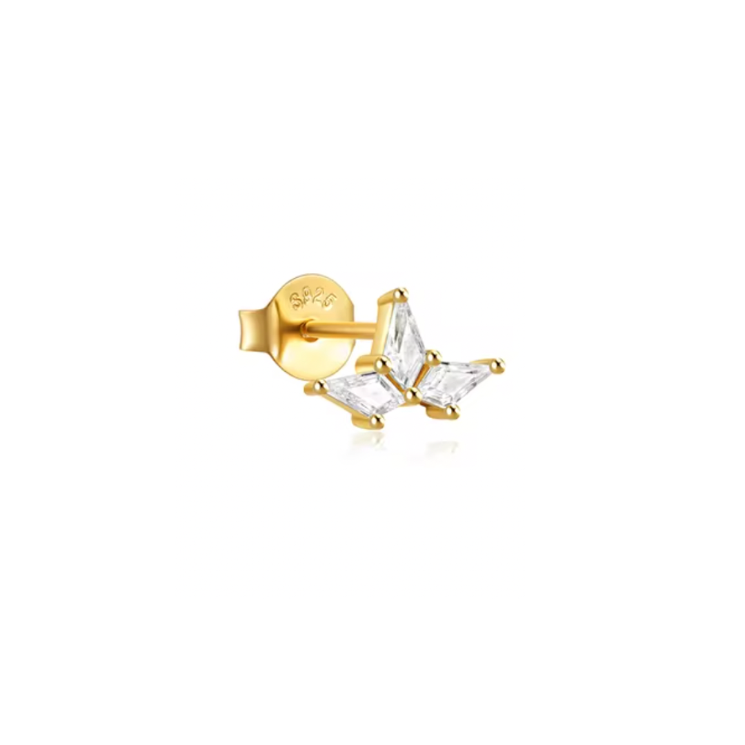 Triple Rhombus Flower Stud Earring