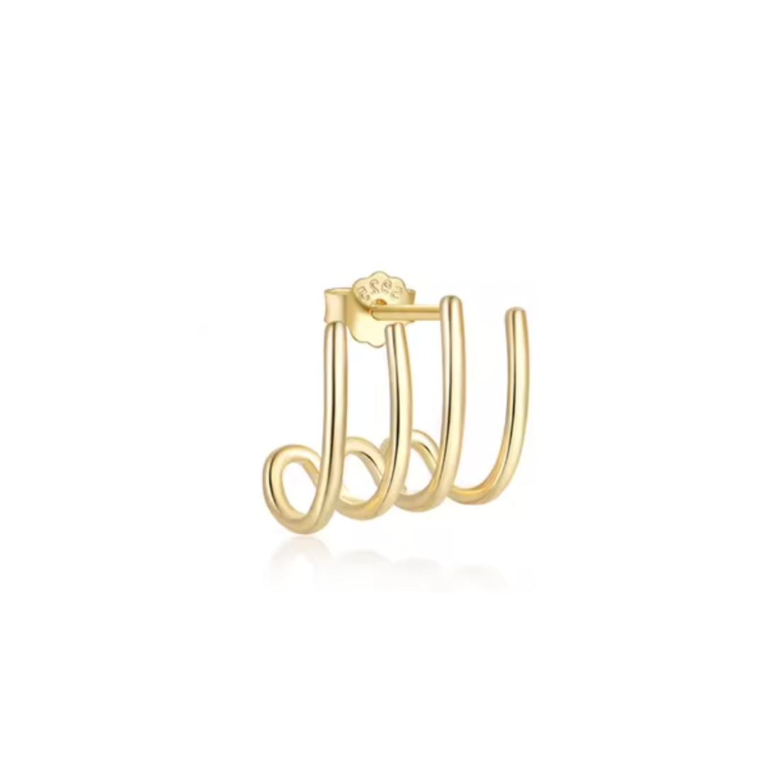 Four Golden Bars Hook Stud Earring