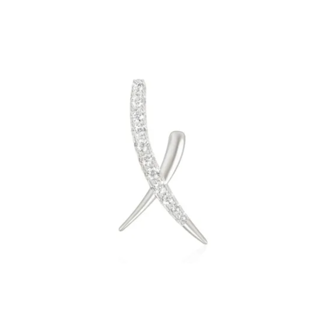 Half Bold Half Pavé Long X Stud Earring