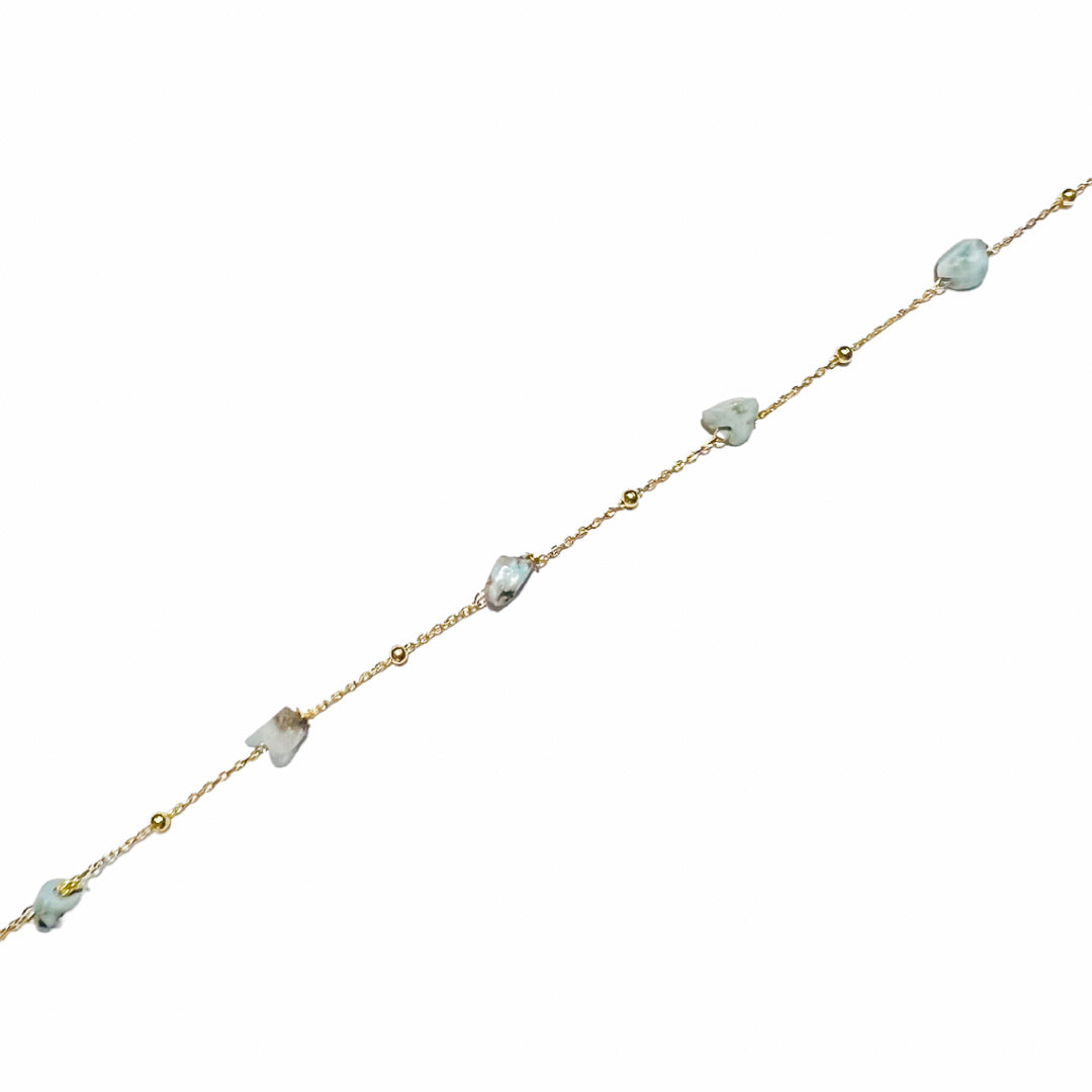 Baby Blue Rocks Beaded Anklet