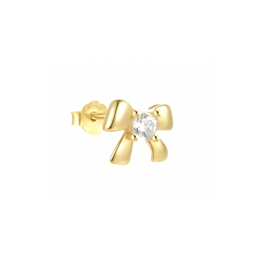 Golden Crystal Bow Stud