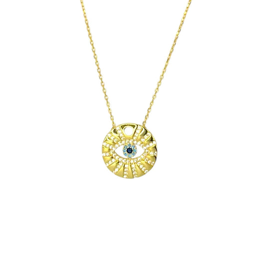 Pavé Evil Eye Coin Necklace