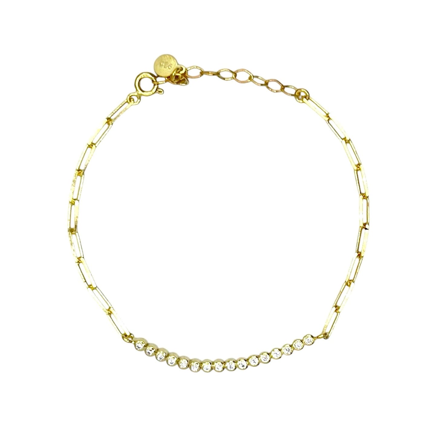 Crystal Bezels Paperclip Bracelet