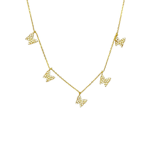 Dangling Pave Butterflies Necklace