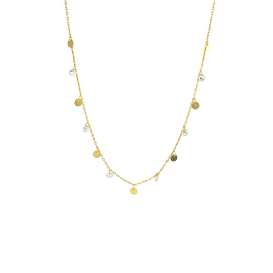 Dangling Golden & Crystal Circles Necklace