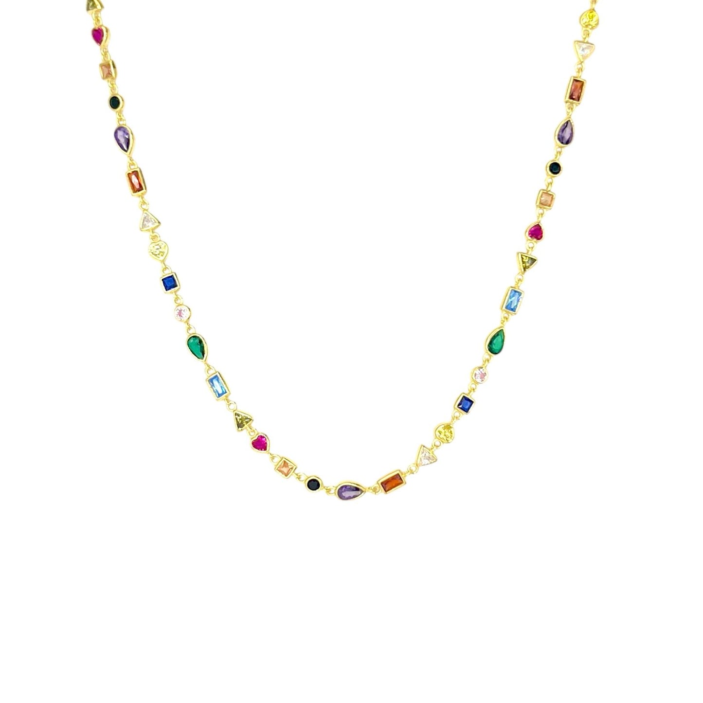 Connected Colorful Gems Necklace