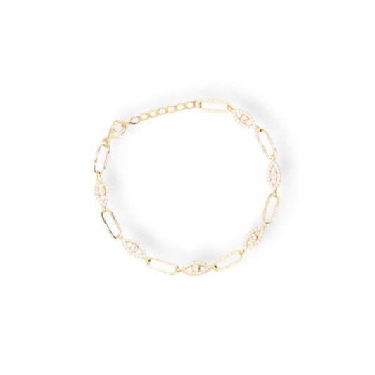 Linked Pavé Evil Eyes Bracelet
